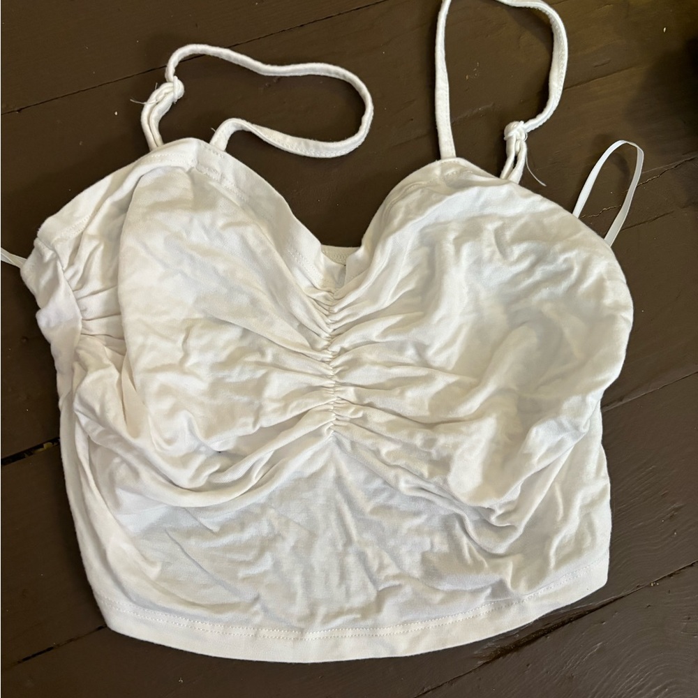 white ruched crop